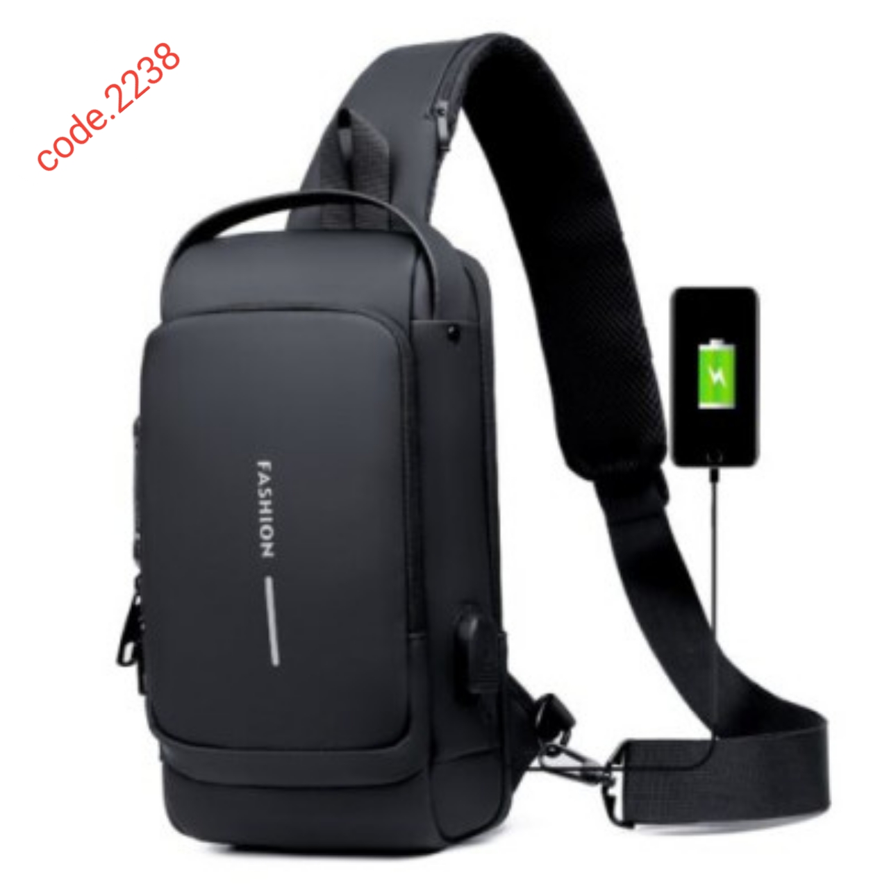 USB charging sport sling Anti-theft shoulder bag code. 2238