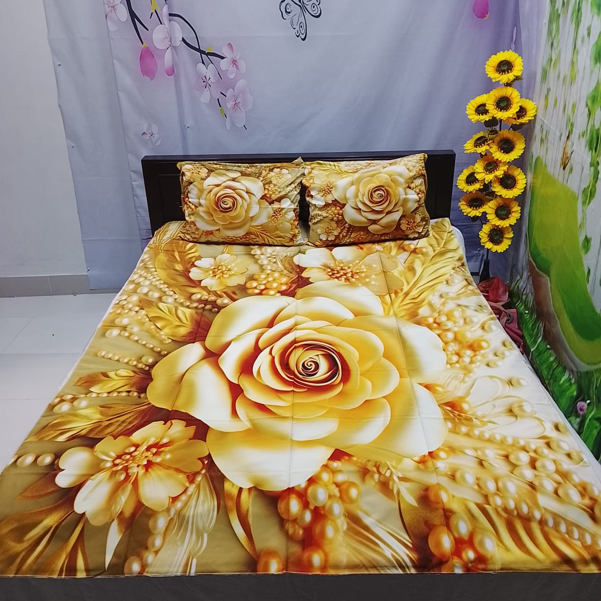 100% 3D  Waterproof Premium Quality Bedsheet Code 2103