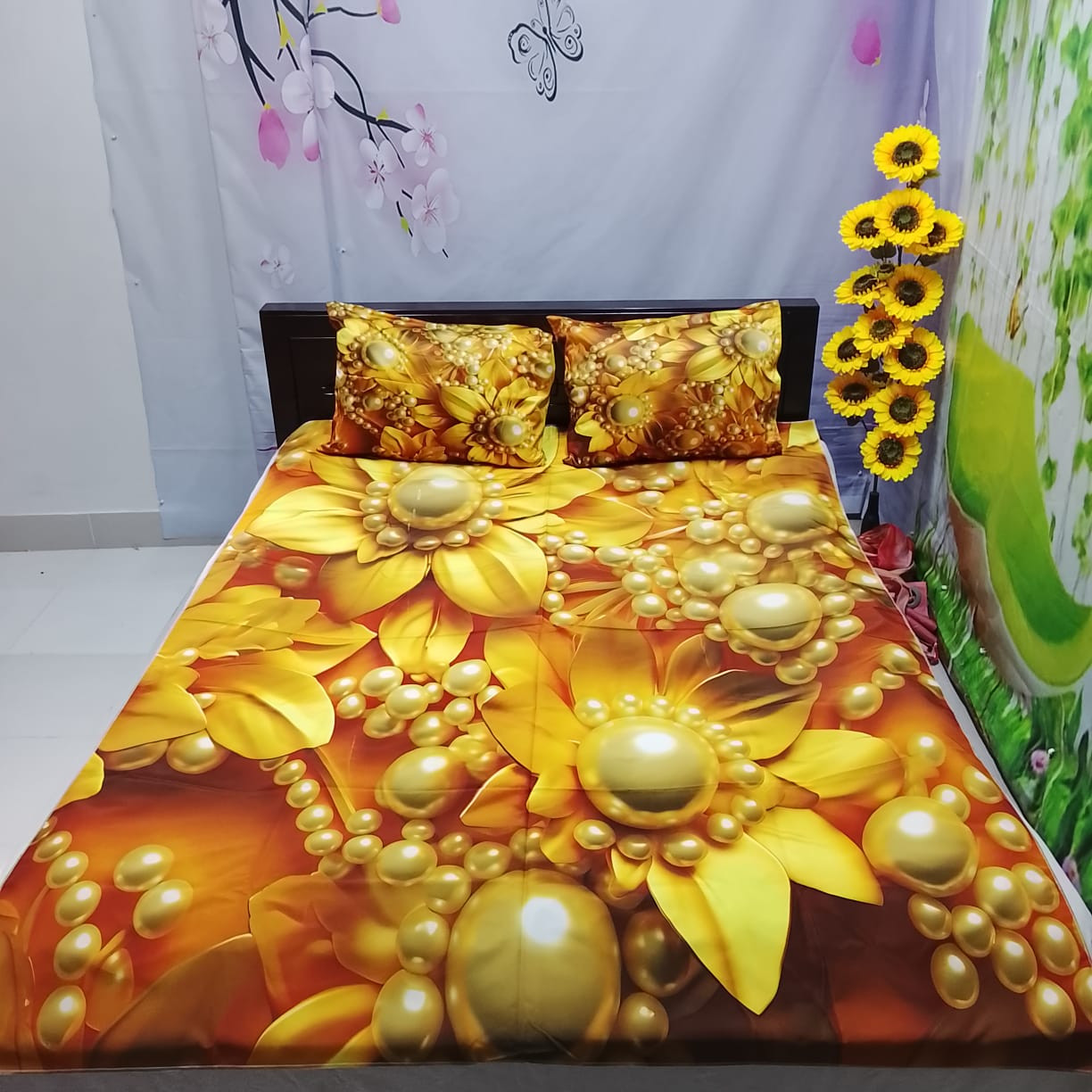 100% 3D  Waterproof Premium Quality Bedsheet Code 2104