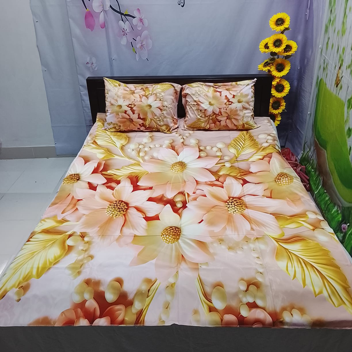 100% 3D  Waterproof Premium Quality Bedsheet Code 2105
