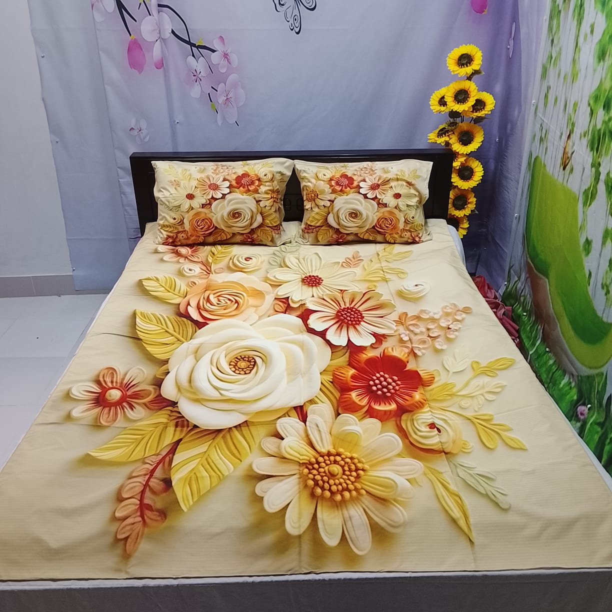 100% 3D  Waterproof Premium Quality Bedsheet Code 2106