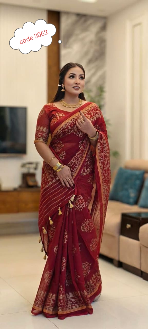 Original screen print saree code 3062
