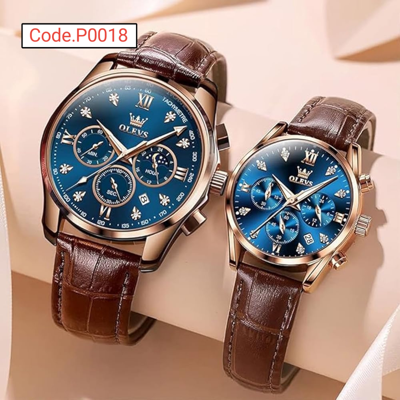 Olevs Leather Couple Watch C0de.P0018