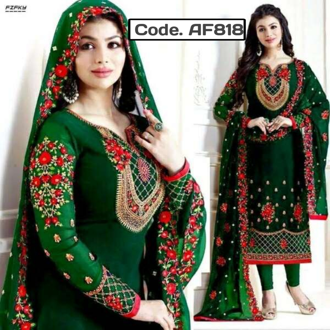 Georgeette Designer secuence Embroidery  Salwar kameez Code. AF818