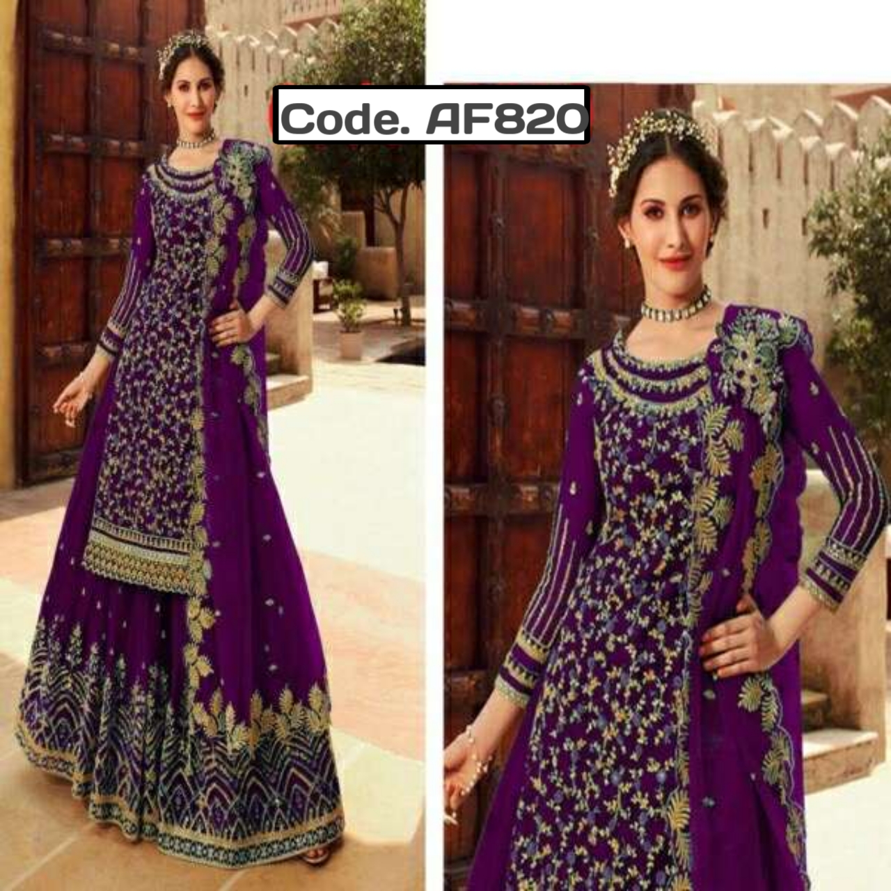 Georgeette Designer secuence Embroidery  Salwar kameez Code. AF820