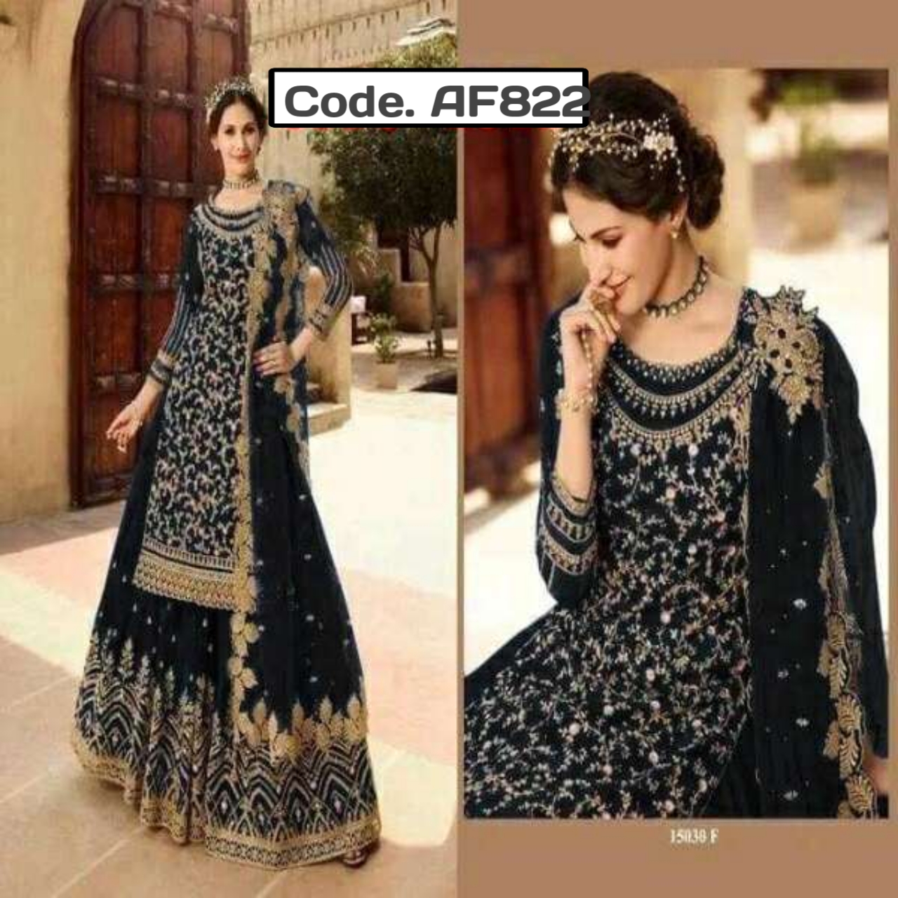 Georgeette Designer secuence Embroidery  Salwar kameez Code. AF822