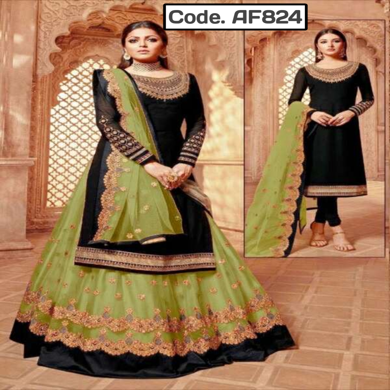 Georgeette Designer secuence Embroidery Salwar kameez Code. AF824