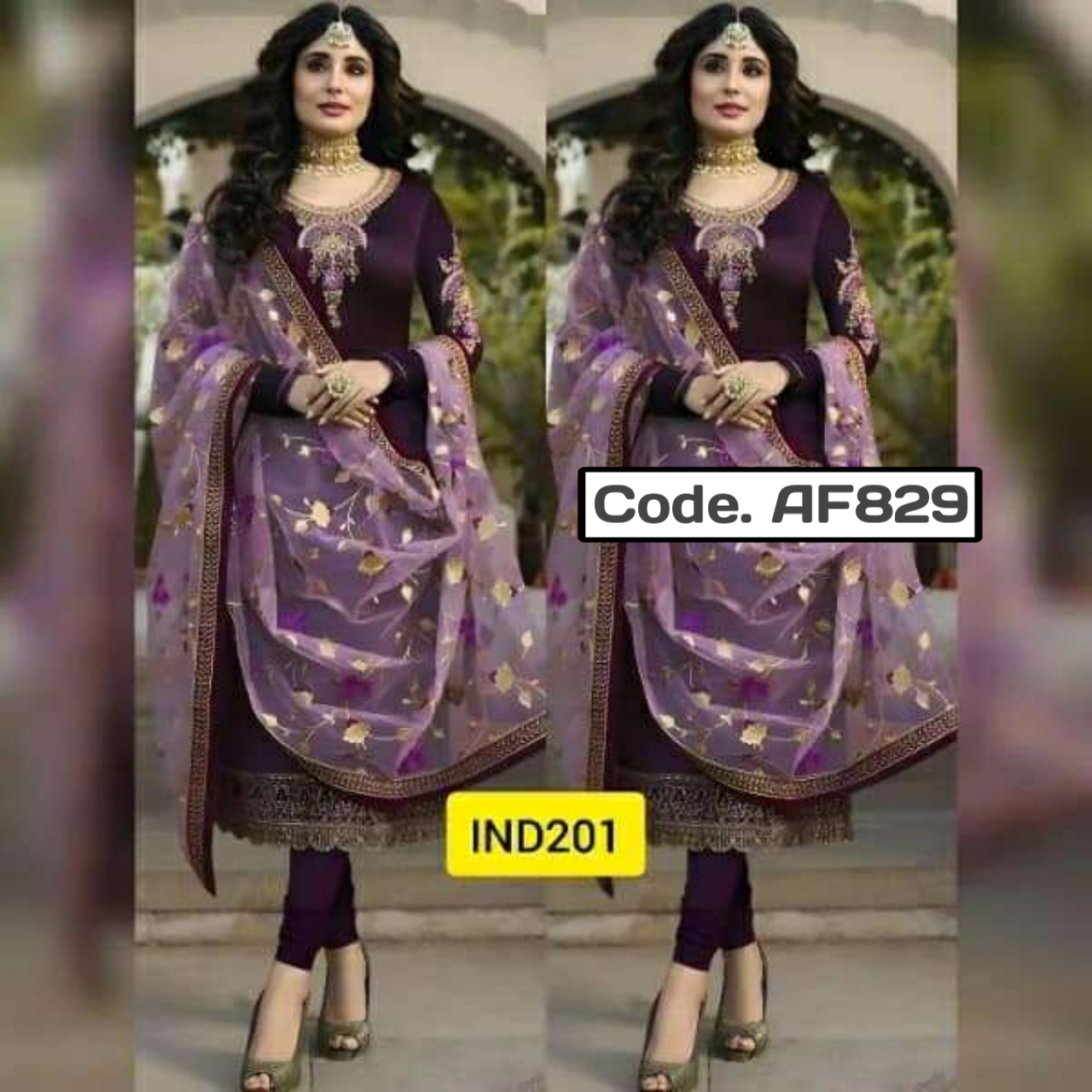 Georgeette Designer secuence Embroidery  Salwar kameez Code. AF829