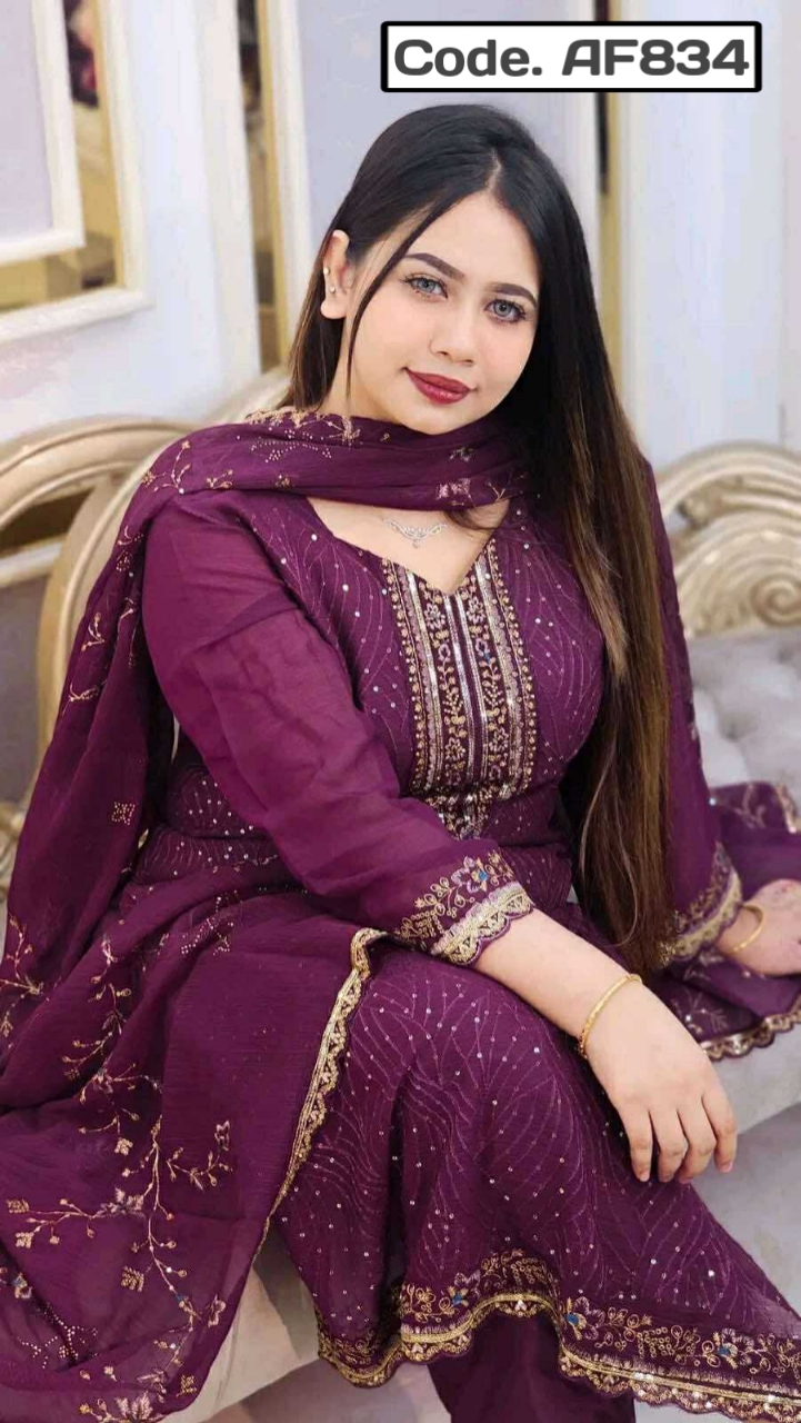 Indian jorjet Embrodery kaj kora Code. AF834