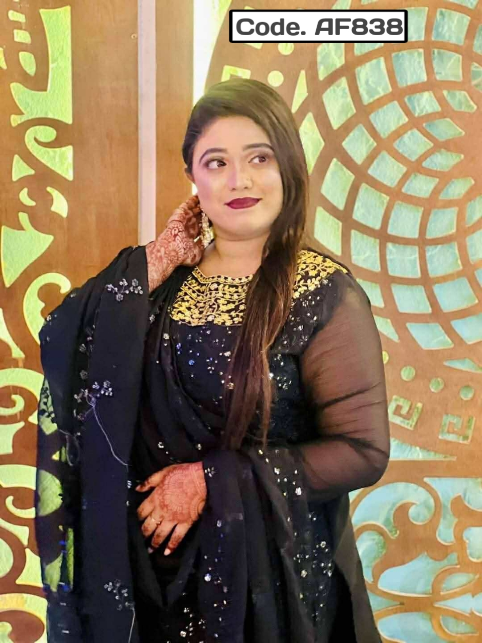 Pakistani Ceep Cenun jorjet Embrodery kaj kora .Code. AF838