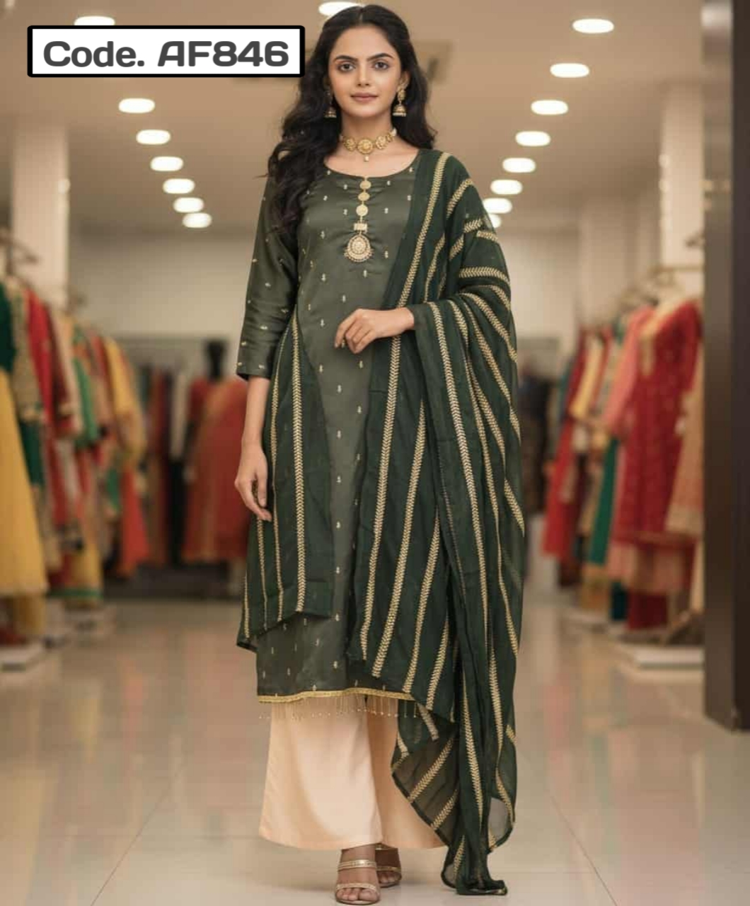 Indian Unstitched Jorjet Three Piece Code. AF846