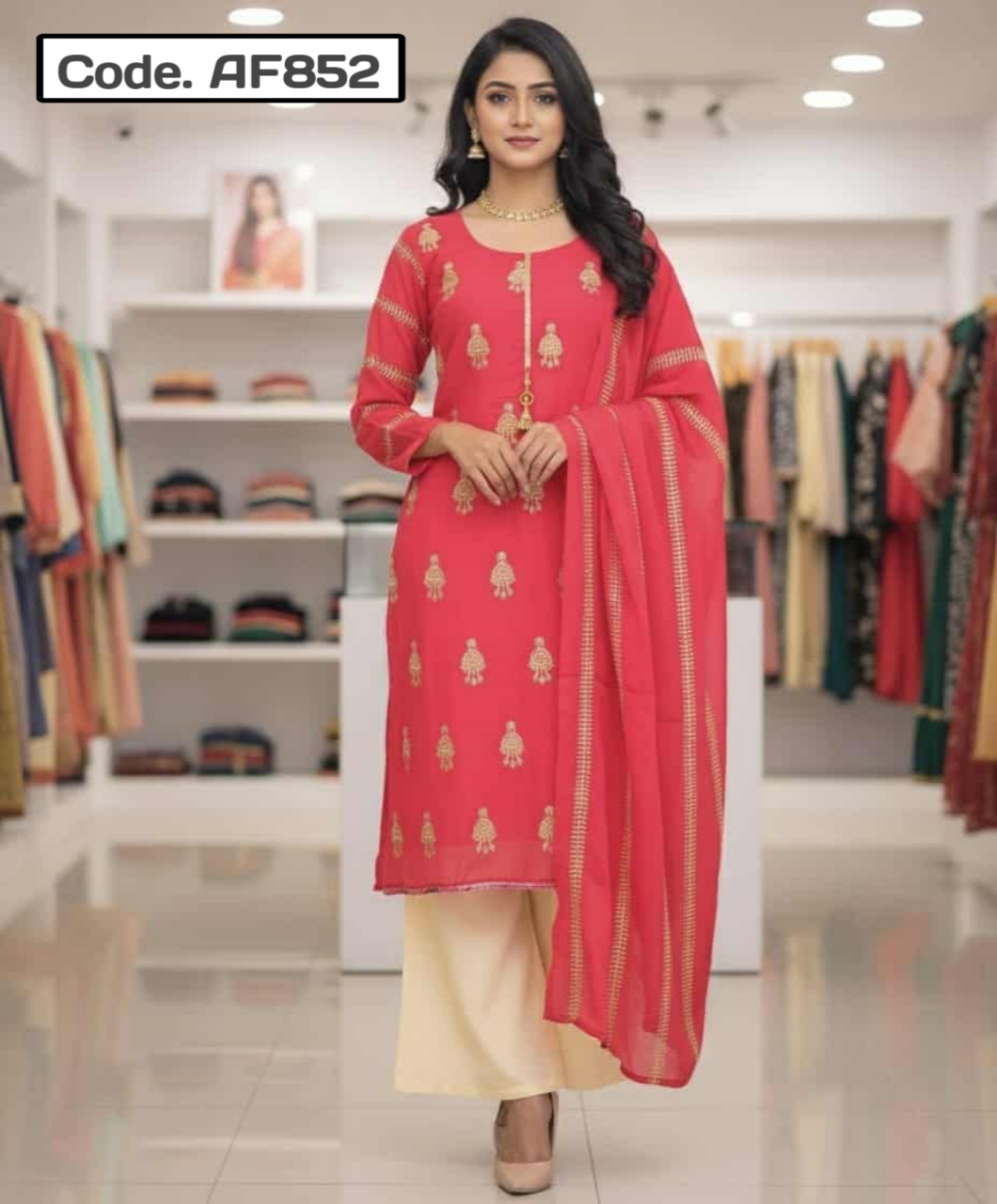 Indian Unstitched Jorjet Three Piece Code. AF852