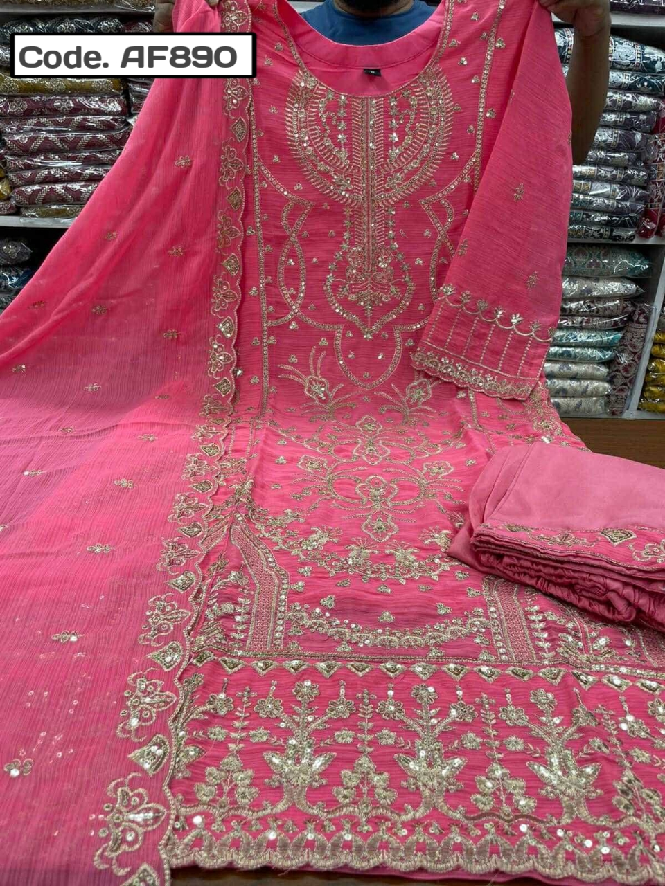 readymade Georgette 4ps Febric Code. AF890