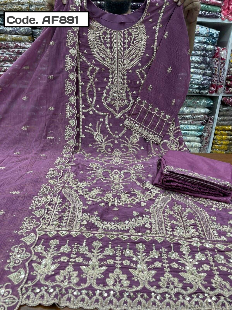 readymade Georgette 4ps Febric Code. AF891