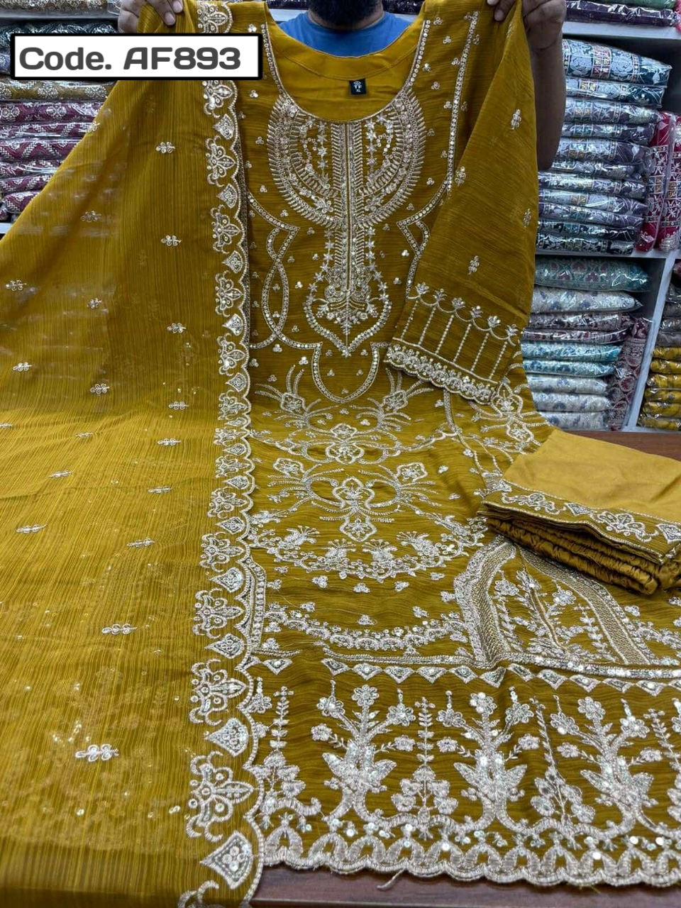 readymade Georgette 4ps Febric Code. AF893