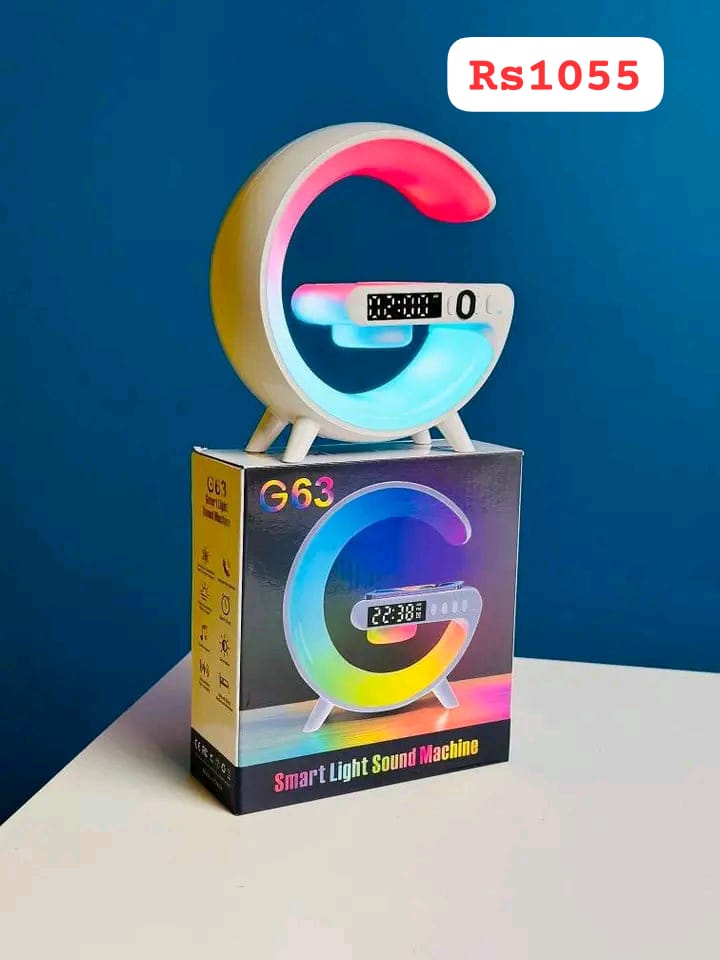 Night Table Lamp Bluetooth Speaker Alarm Clock RGB Colorful  Smart Wireless Charger নাইট লাইট টেবিল ল্যাম্প এলাম ঘড়িCode: rs1055