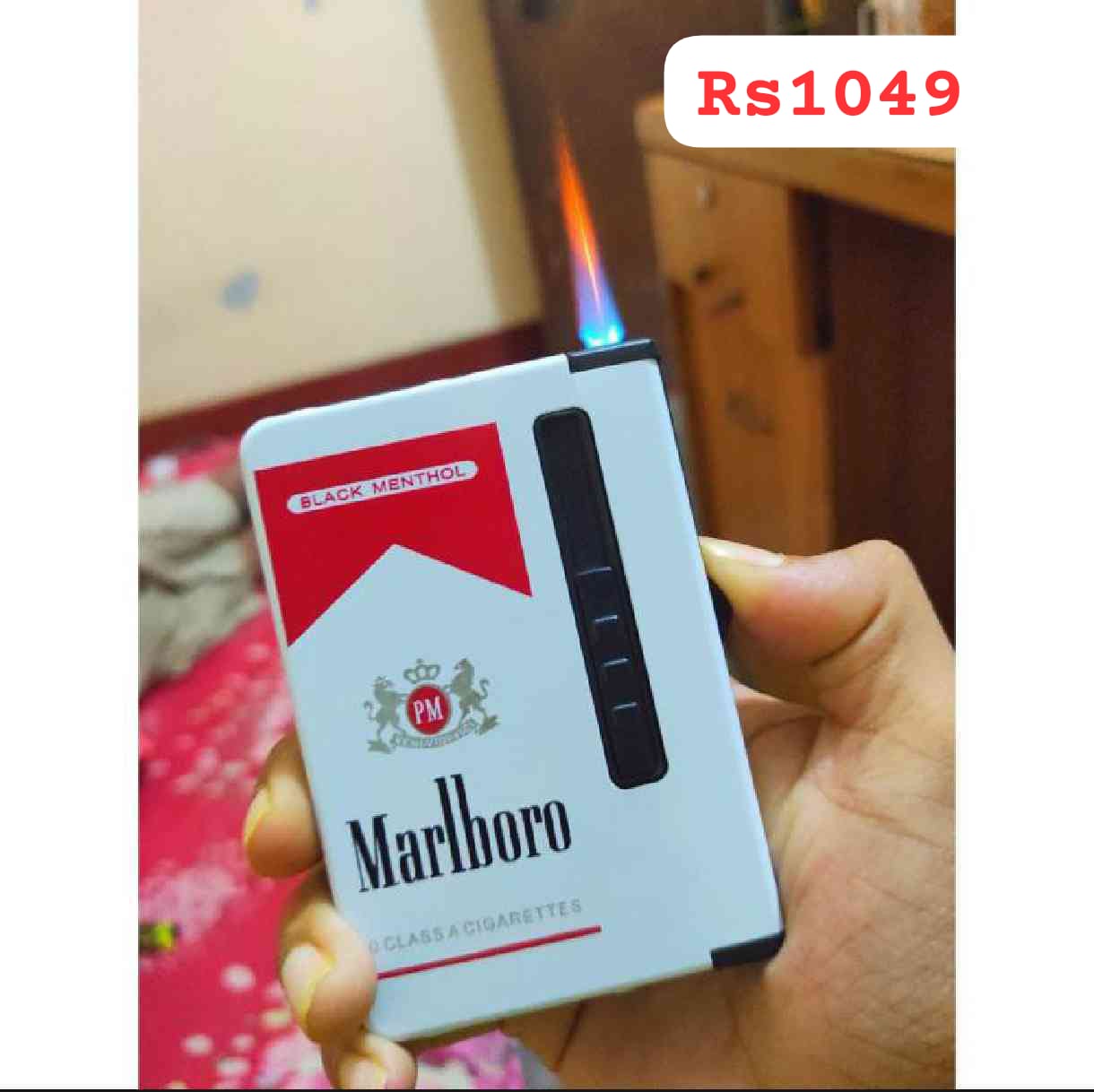 1 pcs Marlboro Gas Lighter Inside Cigaarette Box Case Cigaarette Holder Automatic Storage Box white MarlboroCode: rs1049