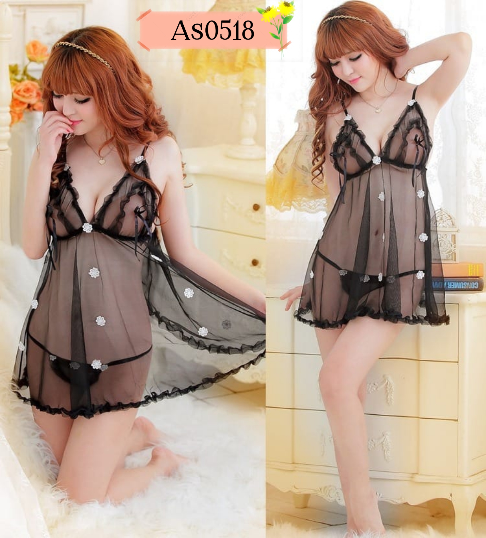 Sexy Lady Honeymoon Nighty Sleepwear Night Dress Women .code As0518