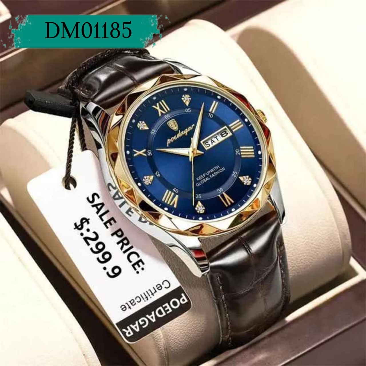 POEDAGAR 615L Men's Leather Quartz Watch