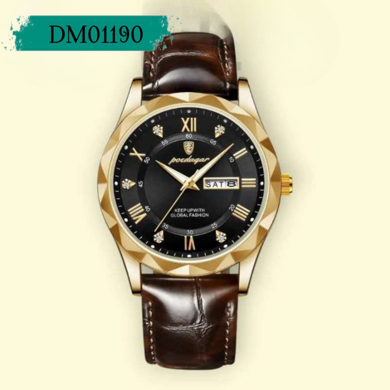 POEDAGAR 615L Men's Leather Quartz Watch