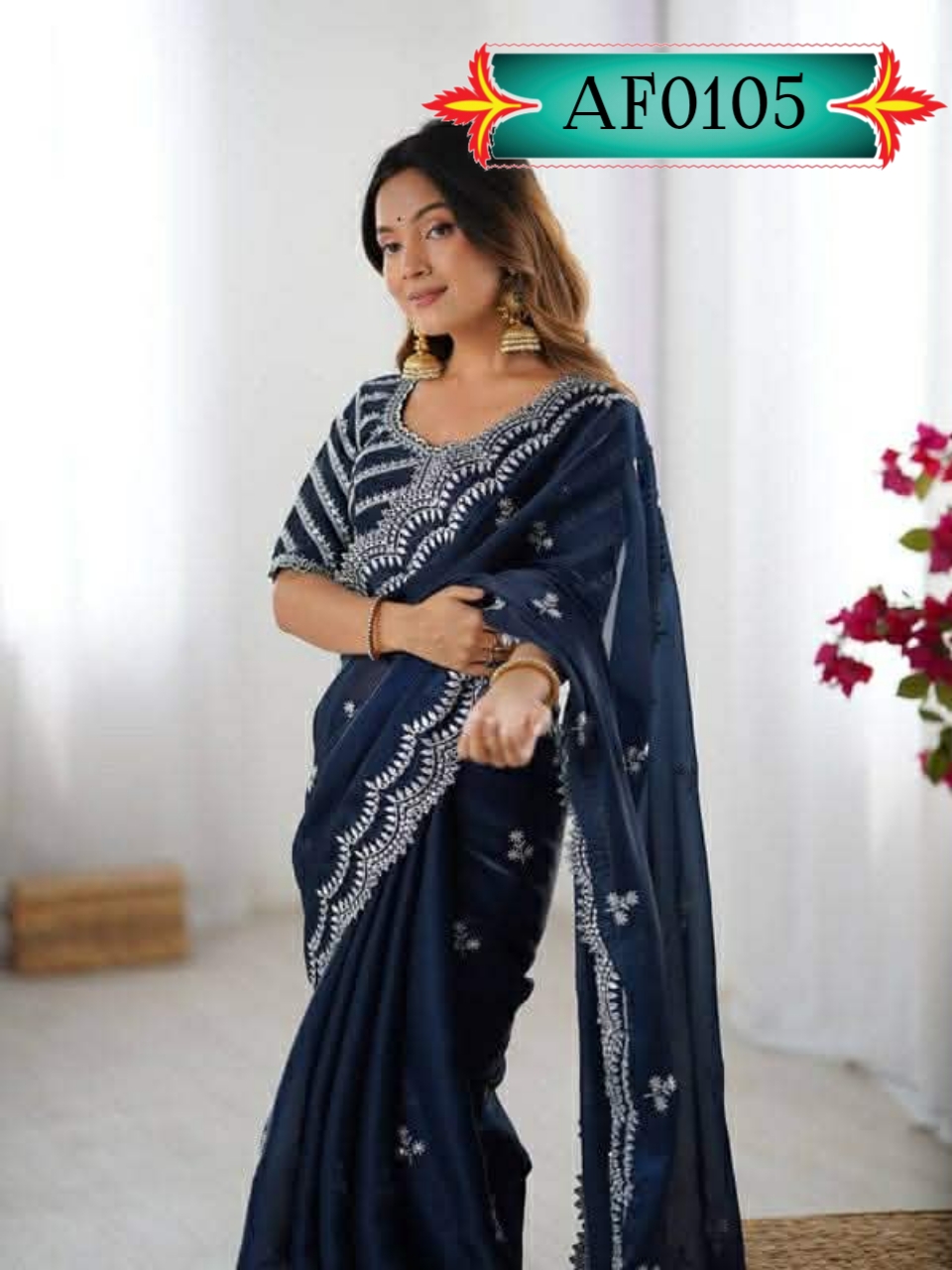 ইন্ডিয়ান জেমিচু ফ্যাব্রিক এমব্রয়ডারি কাজ করা Code. AF0105