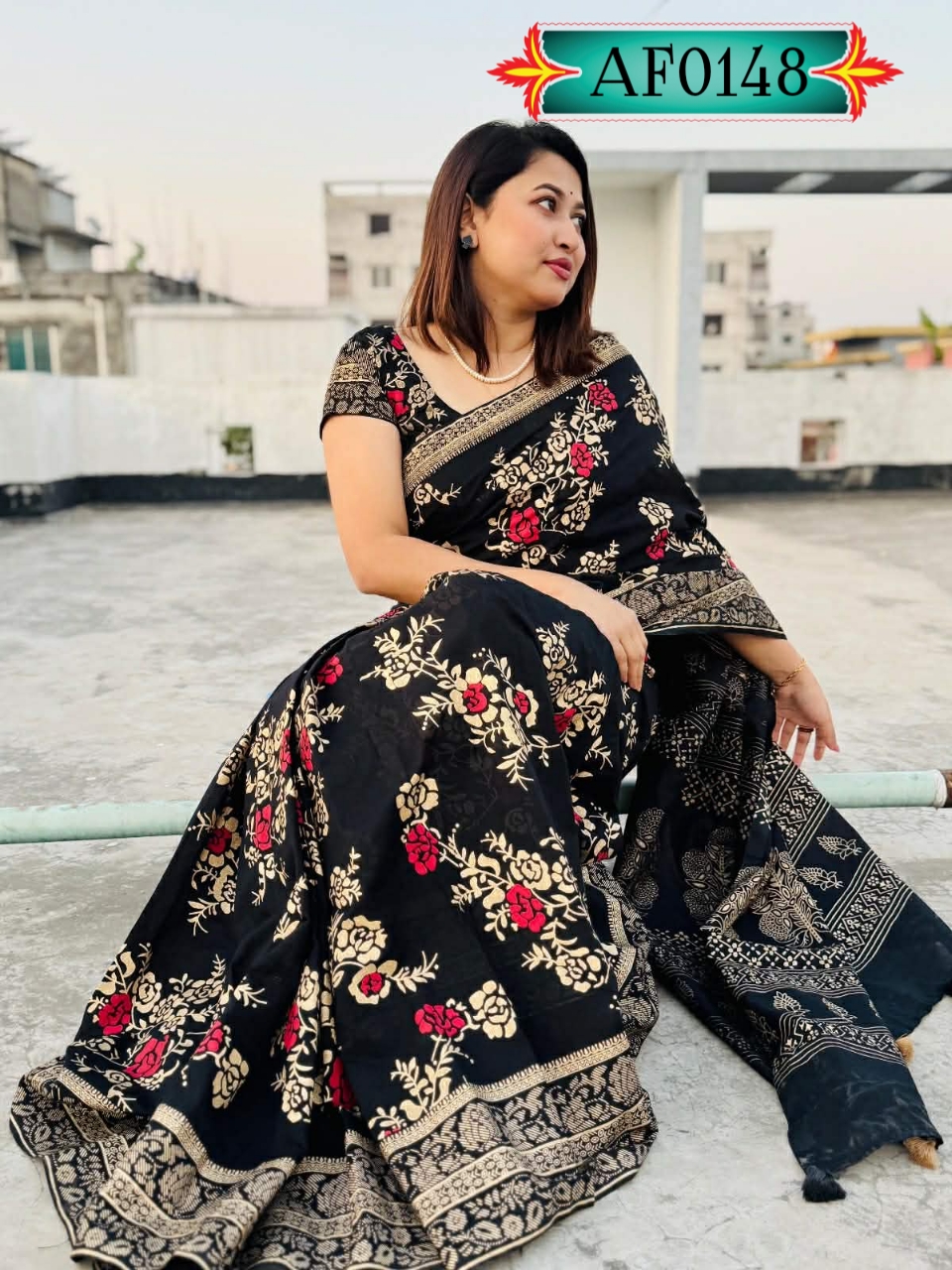 উন্নত মানের ধুপিয়ান শাড়ি আফসান ও স্ক্রিন প্রিন্টের কাজ  Code. AF0148