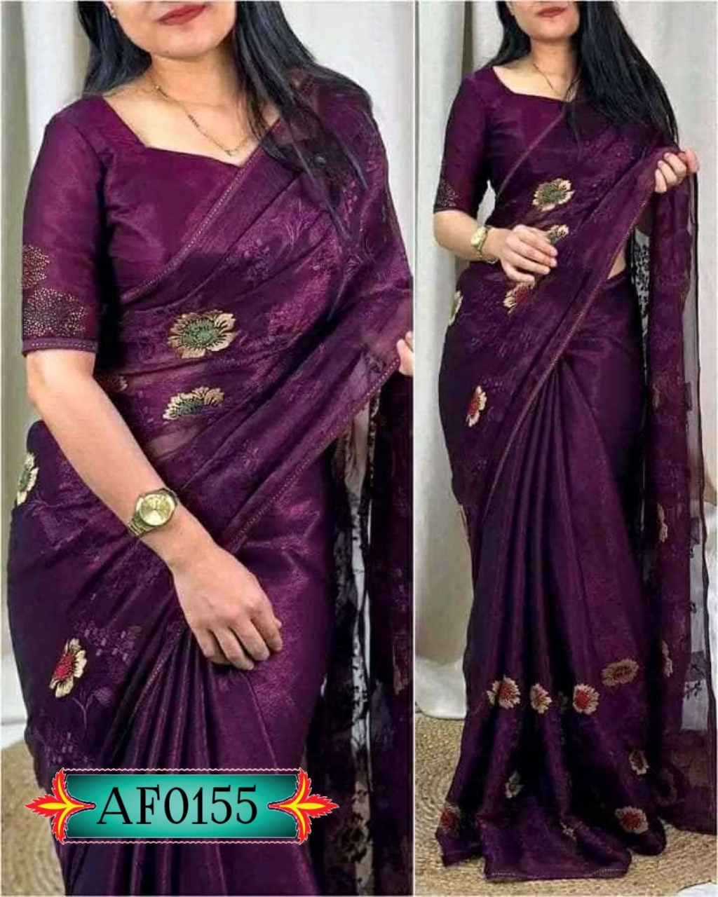 Pure jorjet with digital print saree Code. AF0155