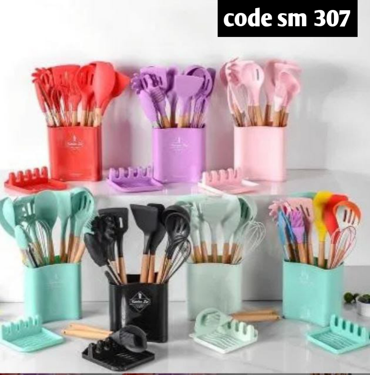 12pcs Wooden Silicone Kitchen Utensil set