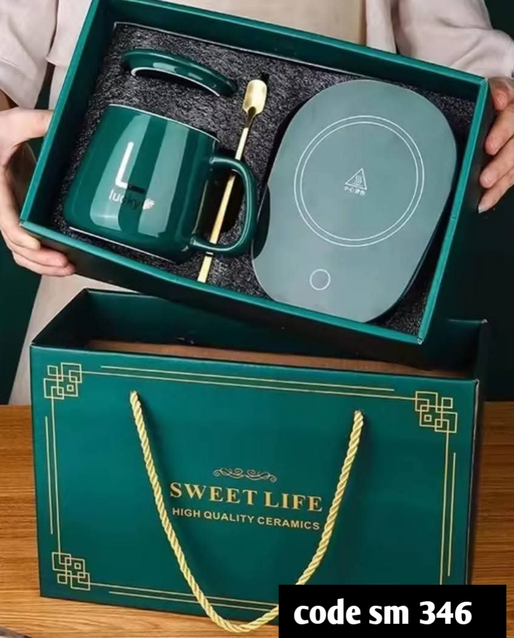 Coffee Cup Warmer, Smart Thermostat Coaster 55 Degree Heating Automatic Thermostat Cup (Green) Modern Coffee Cup Saucer