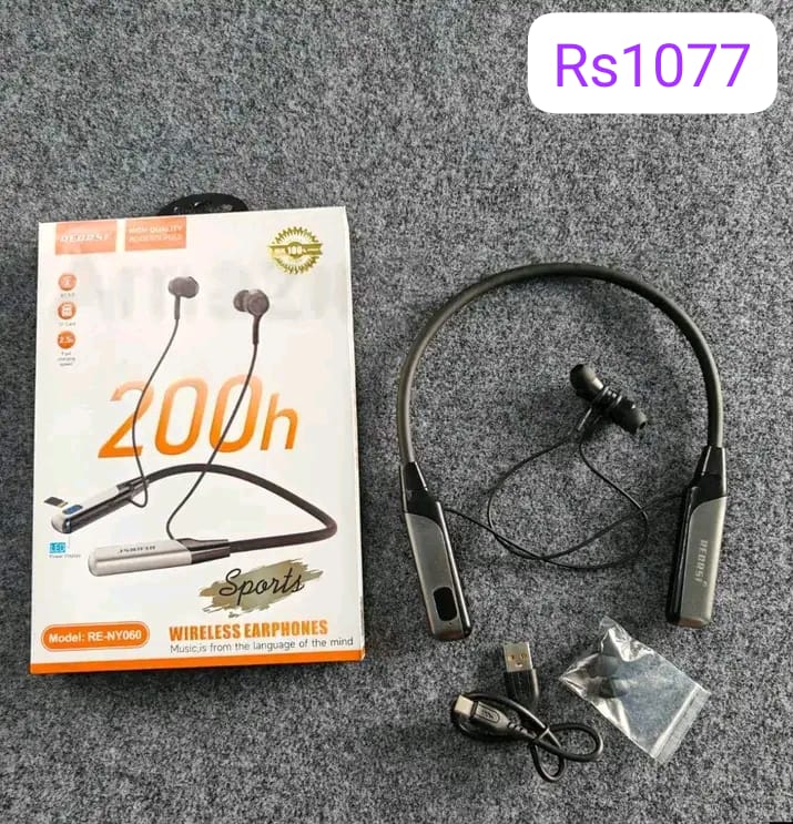 REORSI 200h Wireless Earphones (Model: RE-NY060) অরিজিনাল  ২০০ ঘণ্টা চার্জিং ব্যাকআপ!