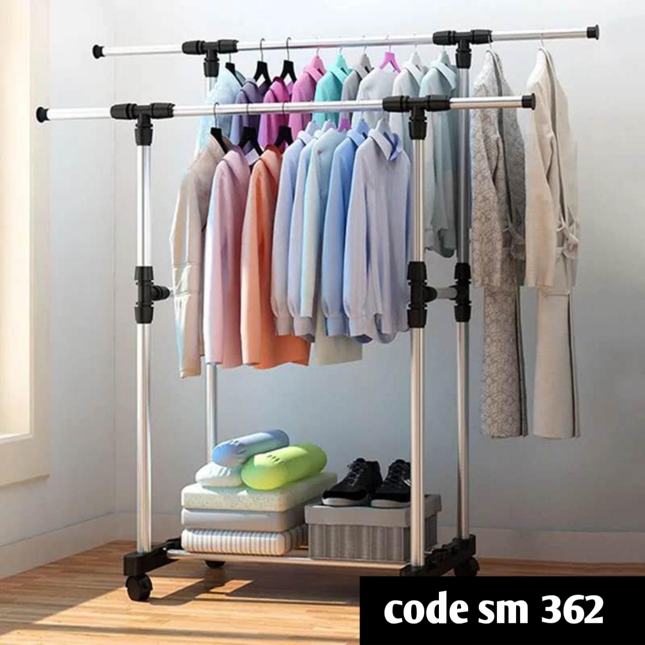 Double pole clothes rack