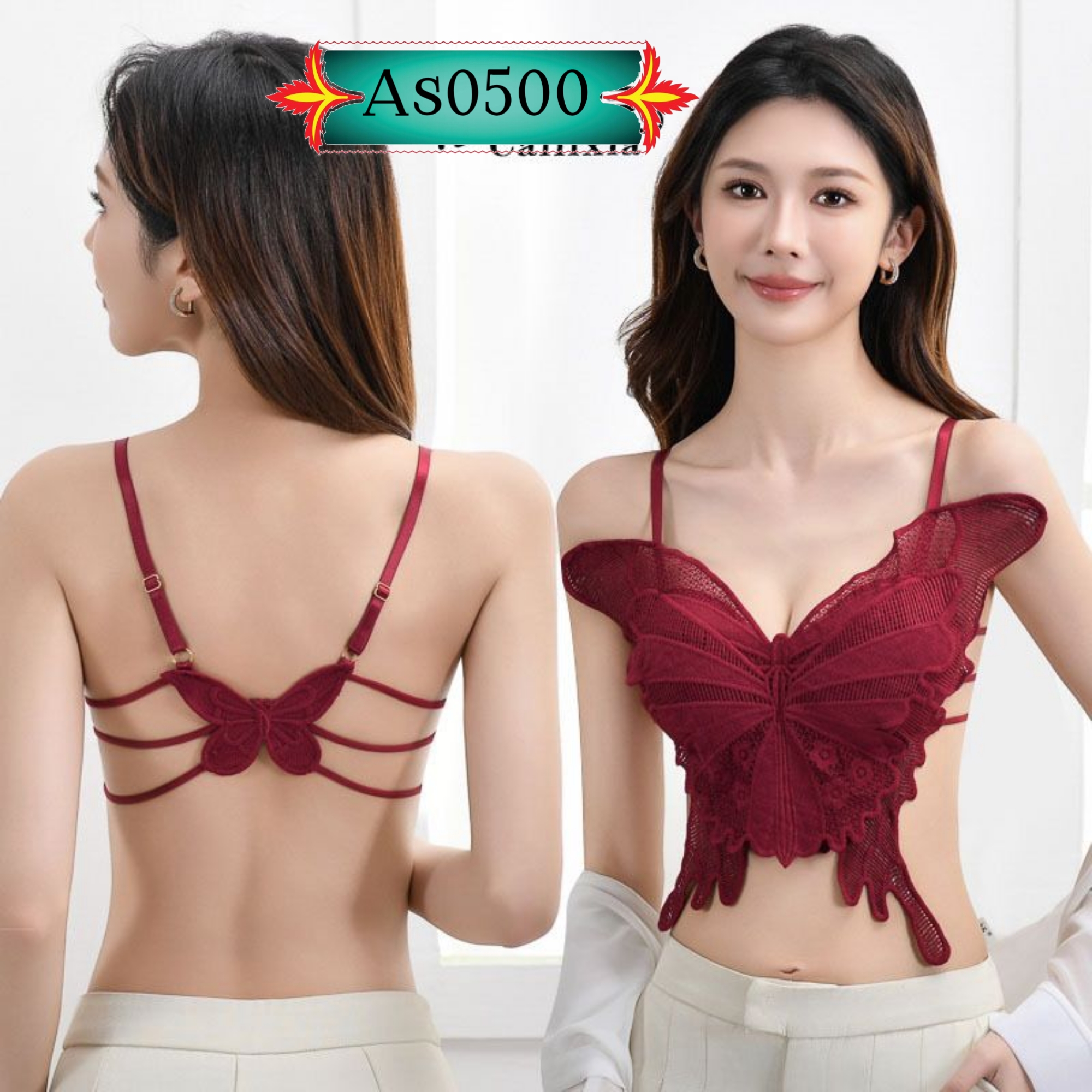 Fashion Sexy Lace Bras Hollow-out Backless Underwear Flower Bra 5 Colors