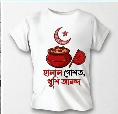 "হালাল গোশত, খুশি আনন্দ" — ঈদ স্পেশাল টি-শার্ট