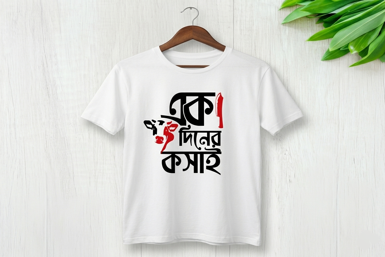 "এক দিনের কসাই" — ঈদুল আযহা মিনিমাল এডিশন টি-শার্ট